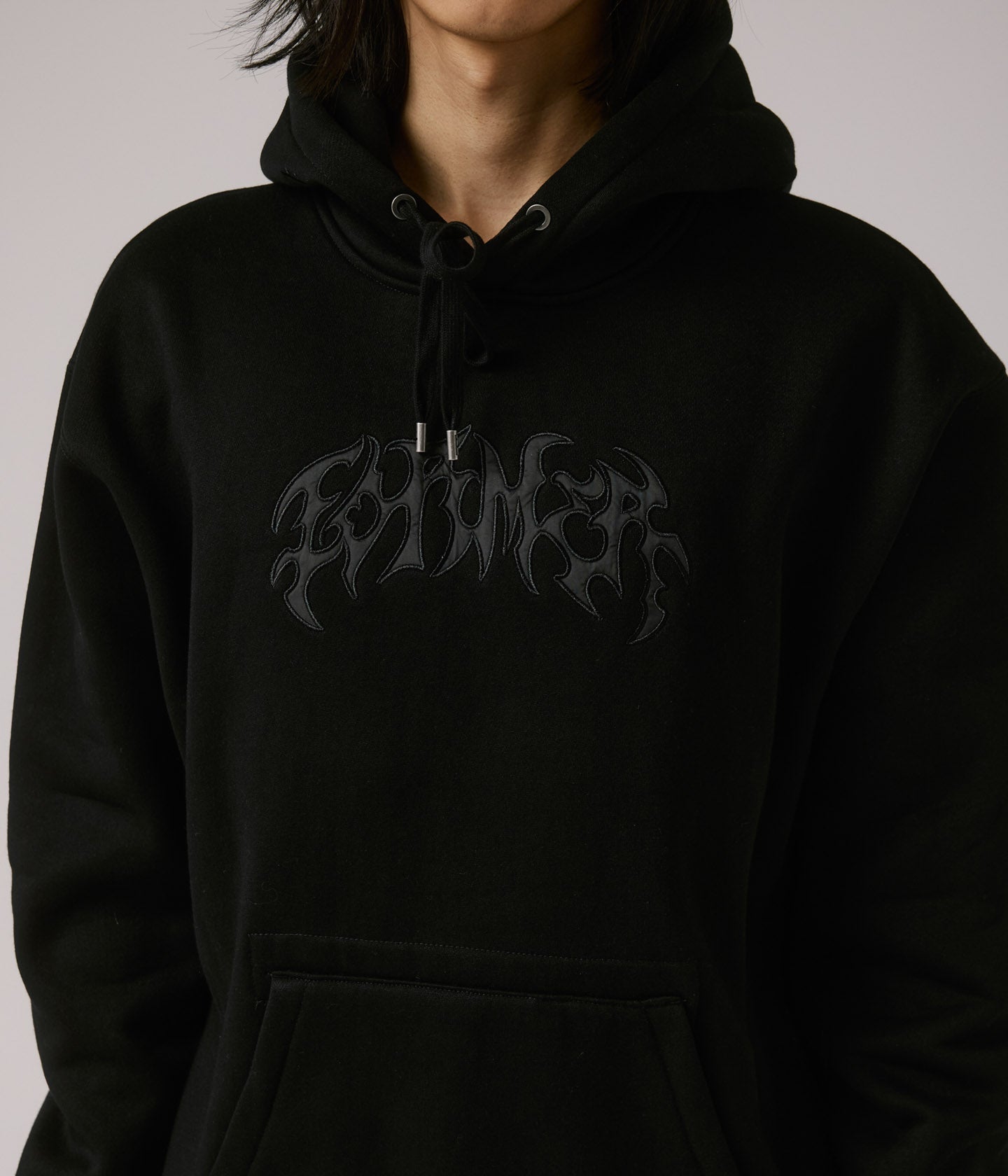 PUNCTURE SATIN HOOD // BLACK