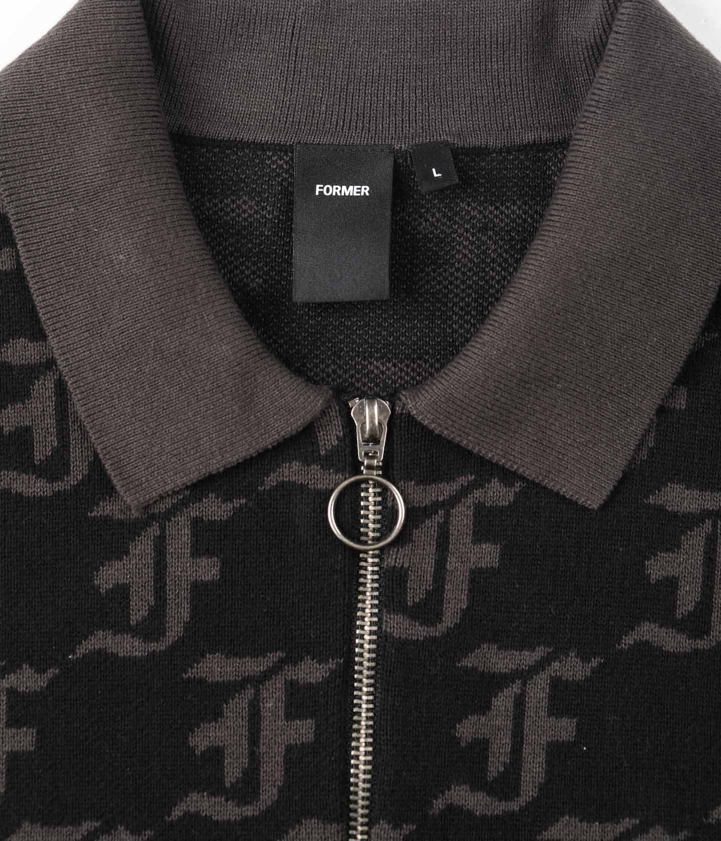 SYNOPTIC LS POLO KNIT // BLACK