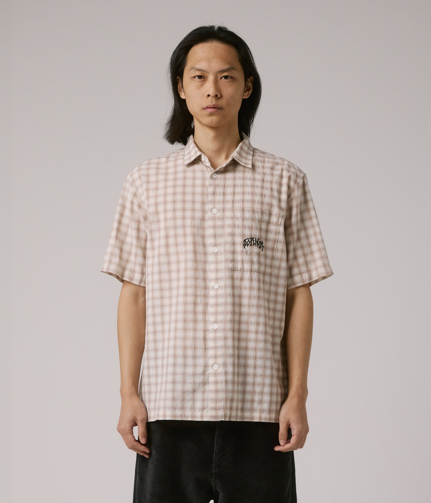 MANNERS CHECK SS SHIRT // TAUPE