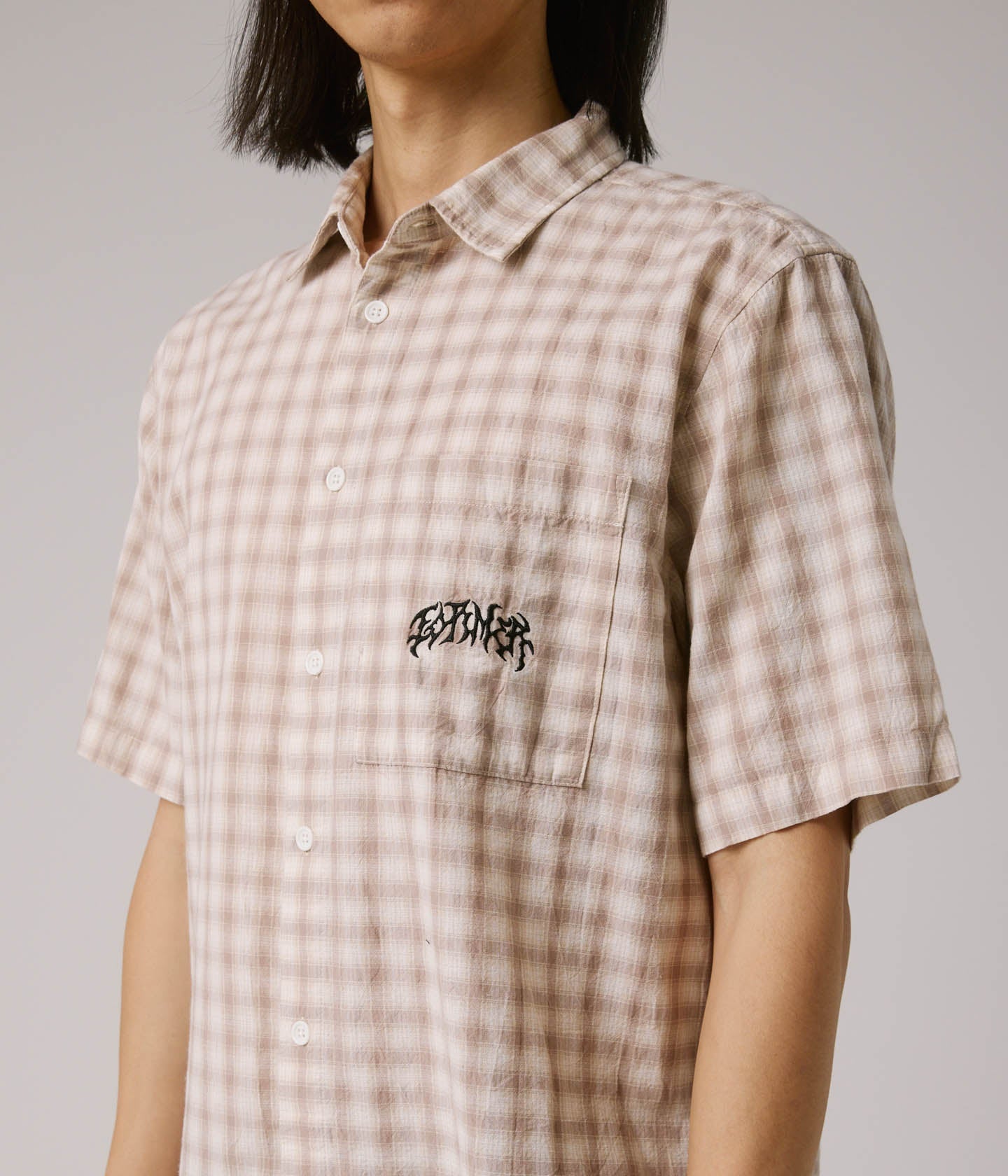 MANNERS CHECK SS SHIRT // TAUPE