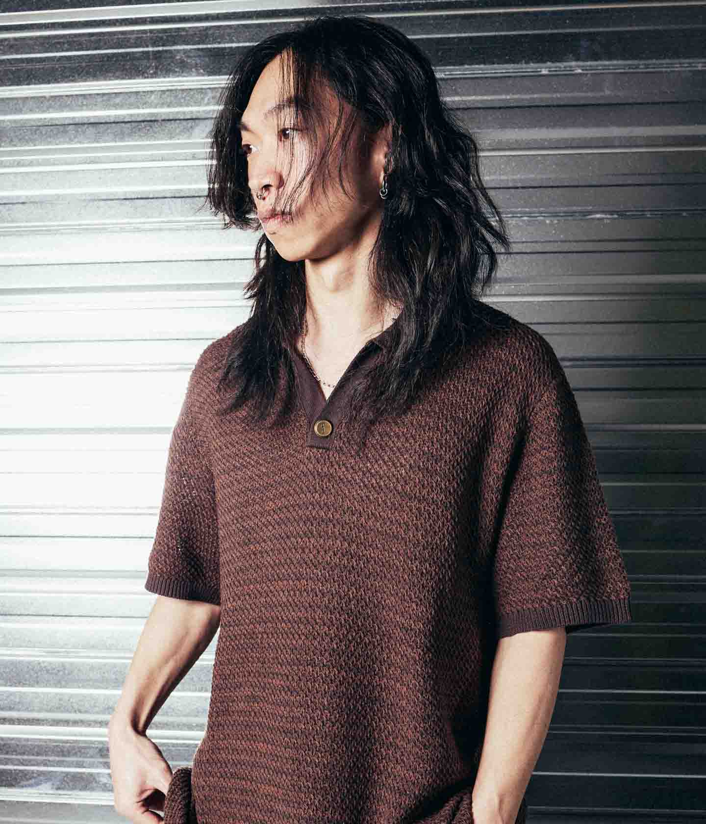 AG OPEN COLLAR POLO // COPPER