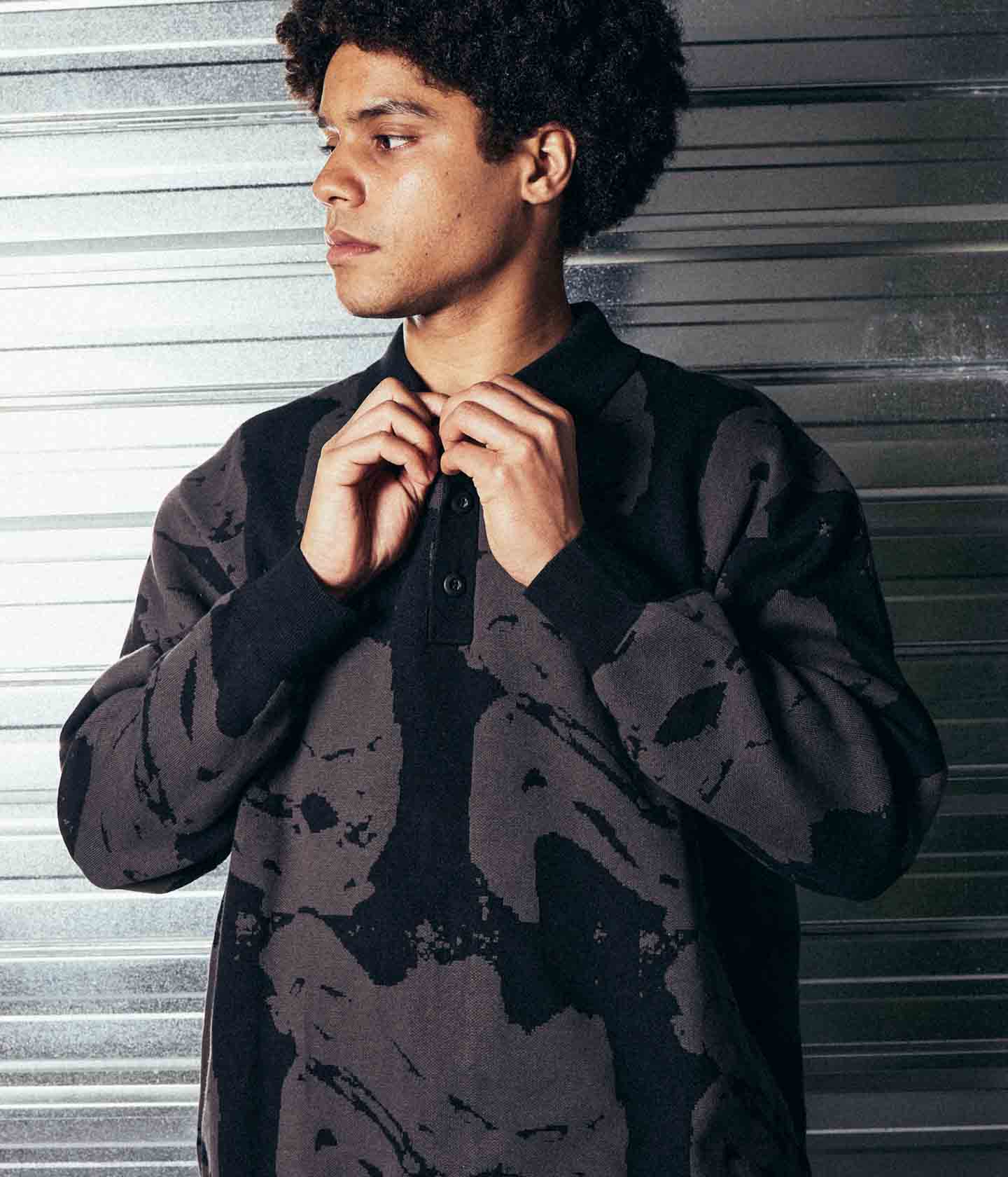 DISTORT LS KNIT POLO