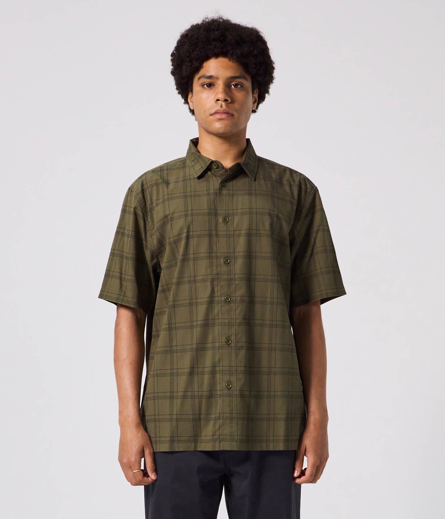 WINDOWPANE SS SHIRT // OLIVE