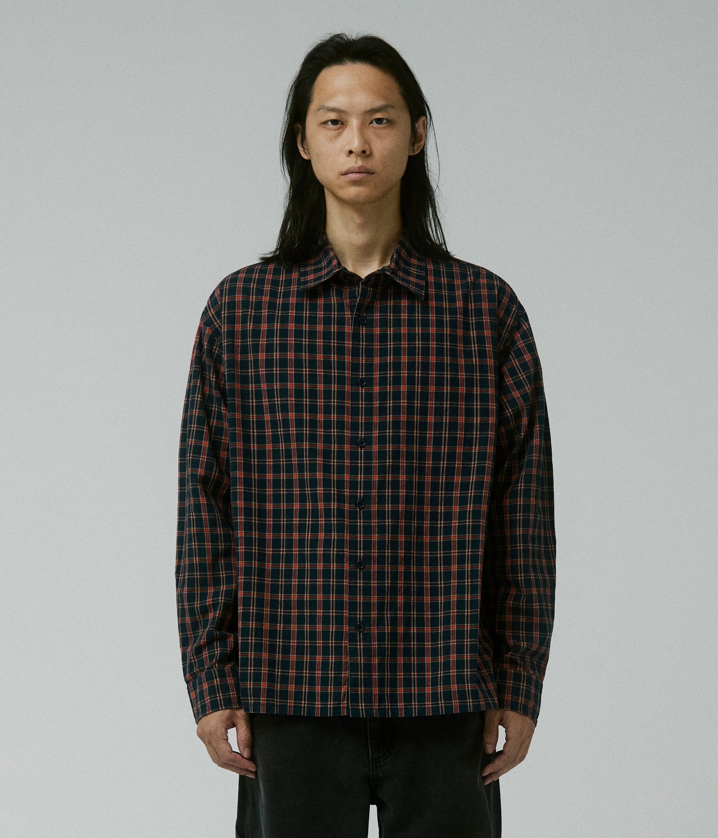 VIVIAN CHECK LS SHIRT // NAVY