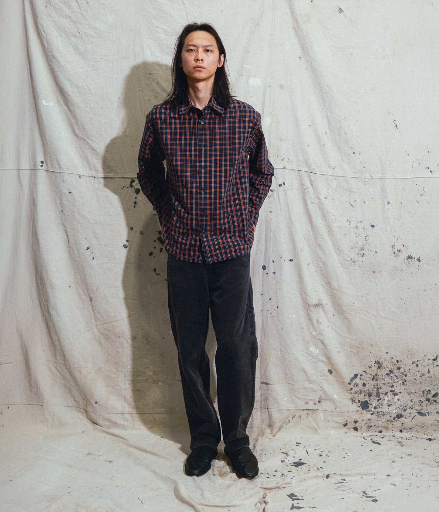 VIVIAN CHECK LS SHIRT // NAVY