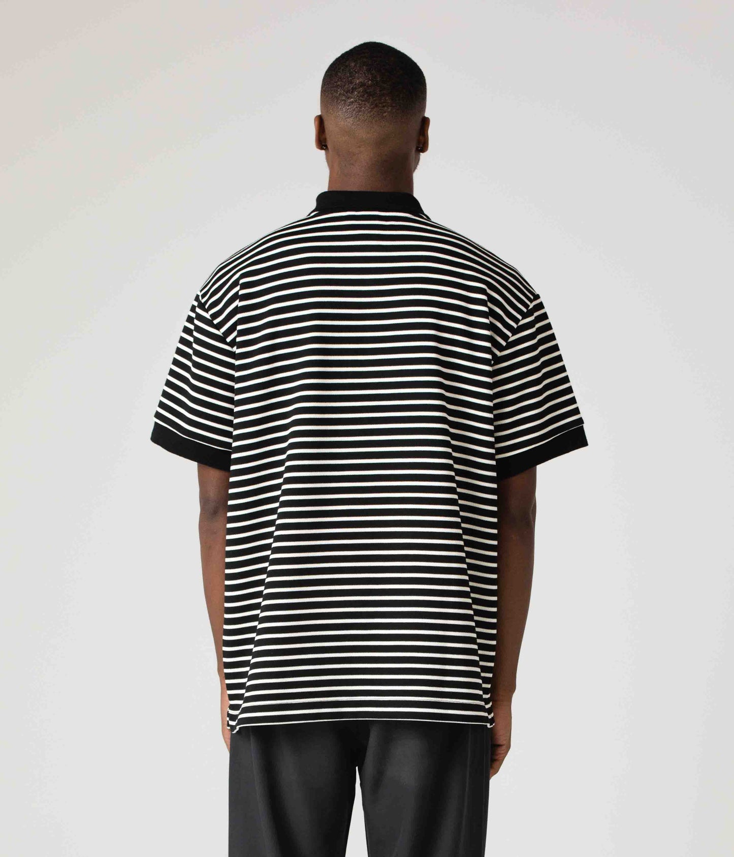 UNIFORM STRIPED SS POLO // WORN BLACK WHITE