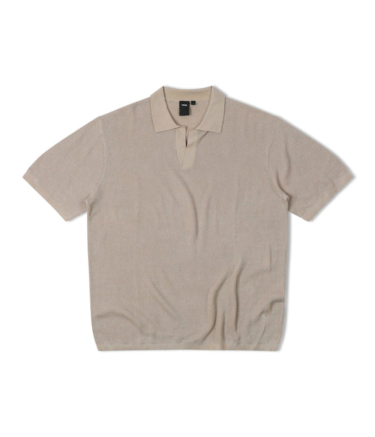 Former Merchandise - OPEN COLLAR KNIT POLO - Oat - ARROW & BEAST