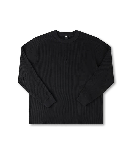 FRANCHISE WAFFLE LS T-SHIRT // BLACK