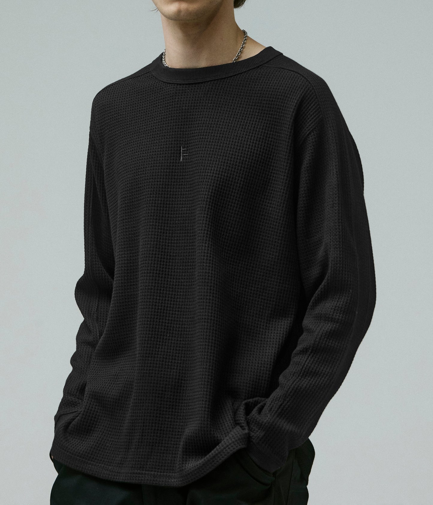 FRANCHISE WAFFLE LS T-SHIRT // BLACK