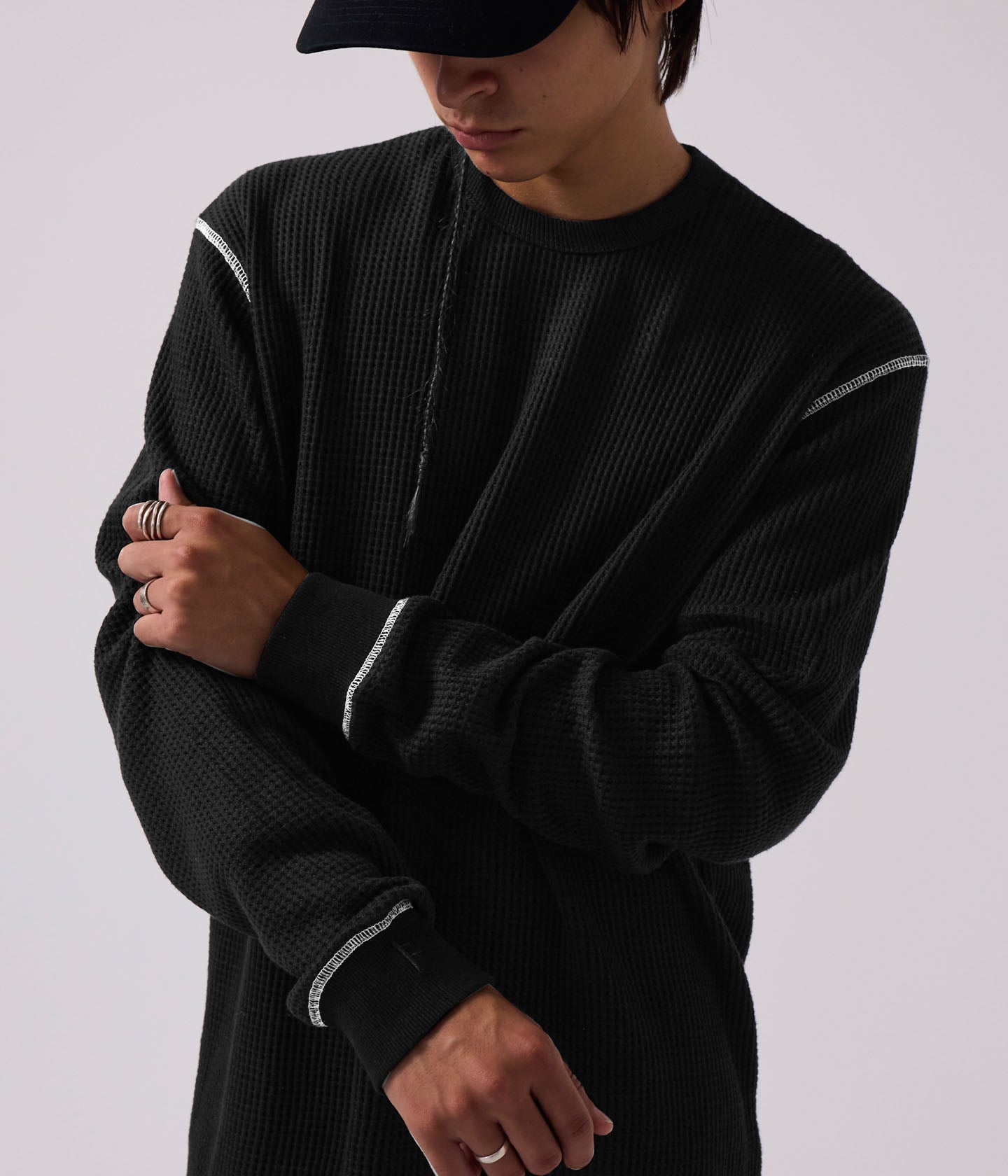 AG WAFFLE LS // BLACK WHITE