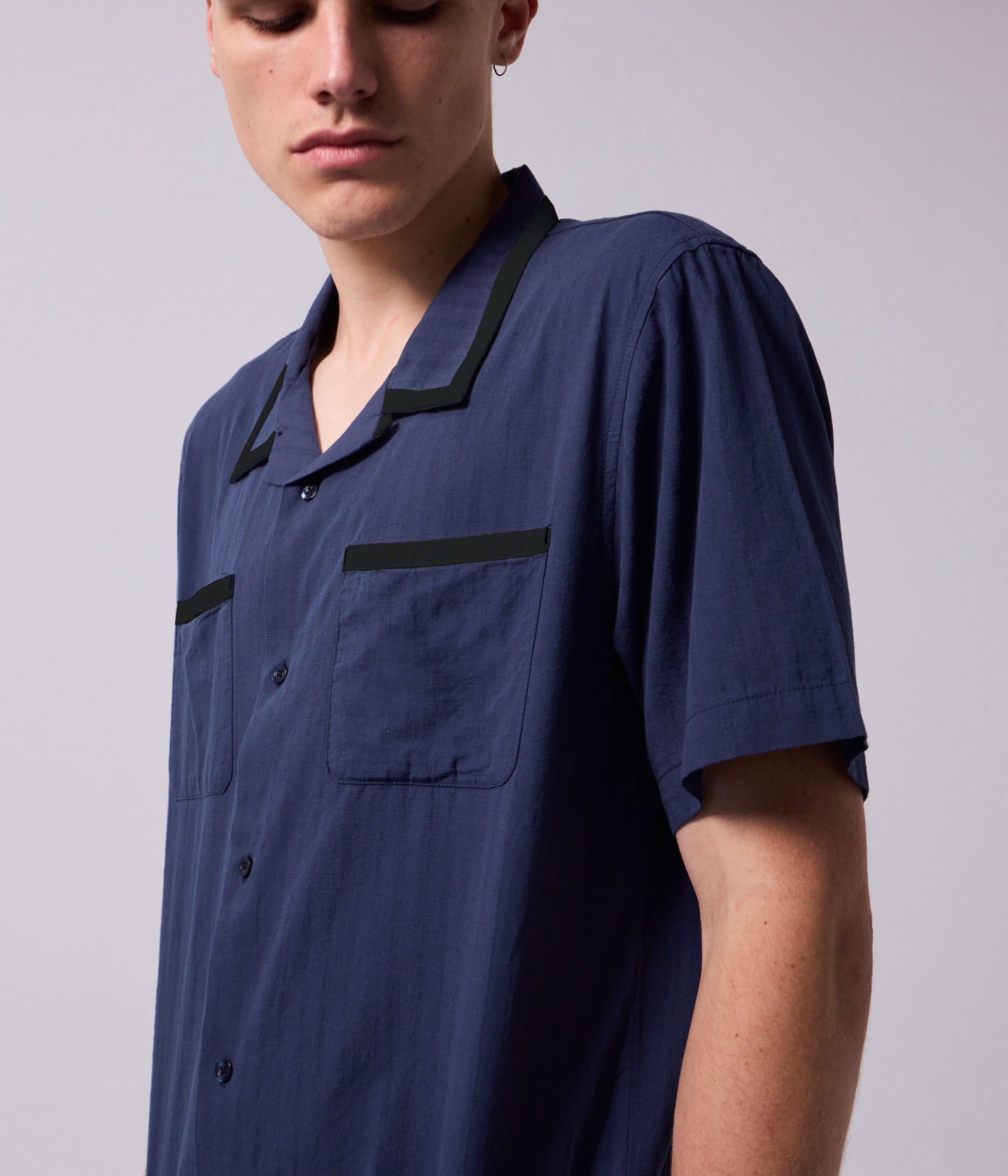 PINSTRIPE MARILYN SS SHIRT  // NAVY