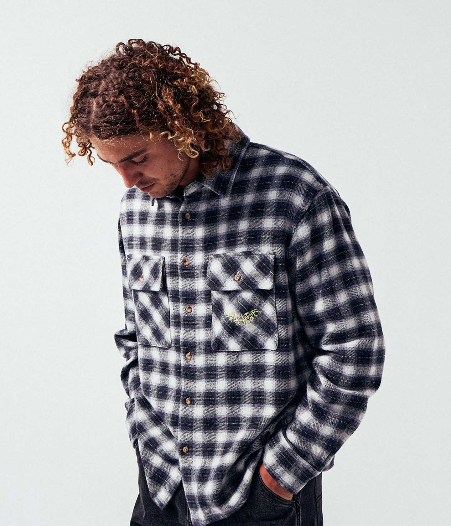 MANNERS PLAID LS SHIRT // BLACK