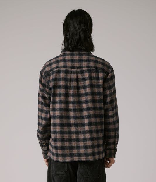 FORMER MERCHANDISE MANNERS PLAID LS SHIRT TAUPE